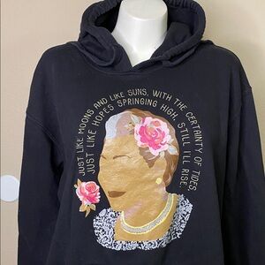 Maya Angelou label Black Graphic motivational  STILL I RISE  Hoodie L